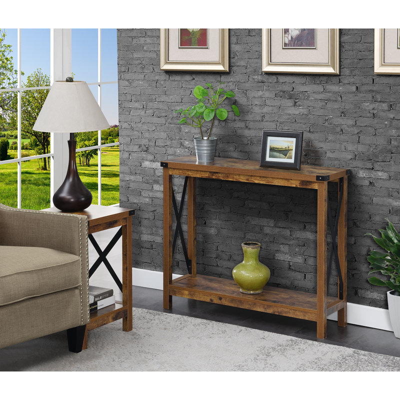 Console avec tablette Griffen, H 31,5 po x l 39,25 po x P 11,75 po, Bois de grange / noir