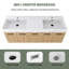 Ensemble de meuble-lavabo mural 60 po avec double lavabo en résine, portes à fermeture douce, chêne clair