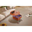 Table basse ronde à plateau relevable avec roues, structure en métal et éclairage multicolore de 27,6 po