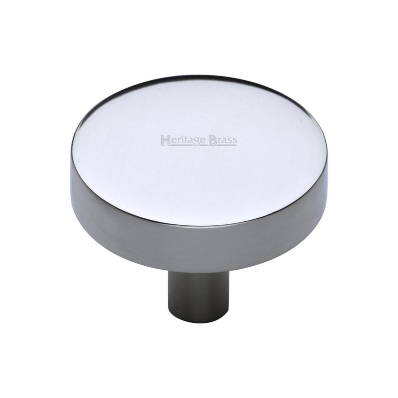 Heritage Brass Heritage Cabinet Knob Disc Design, Polished Chrome, 2.9cm H x 3.8cm W x 3.8cm D