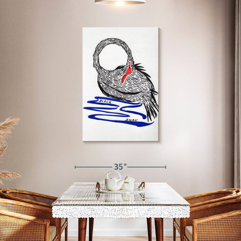 Brampt Wild Black Swan, 45" H x 30" W