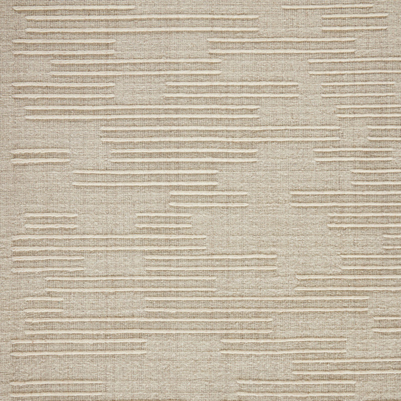 Geist Hand Loomed Wool Solid Color Area Rug in Cream/Flax, Rectangle 10' x 14'