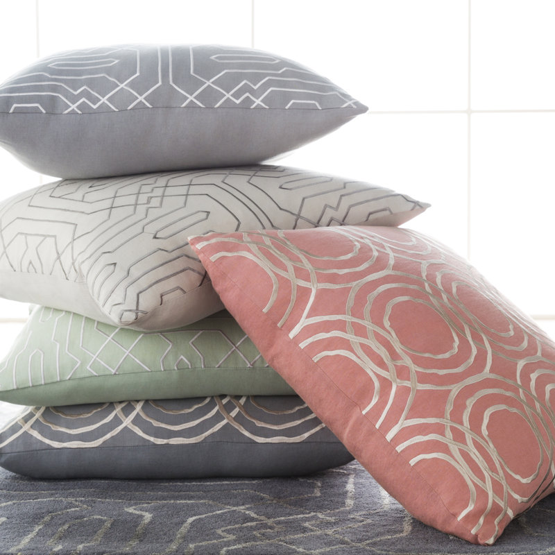 Ridgewood Geometric Cotton Blend Throw Pillow, 18" H x 18", Green, Down
