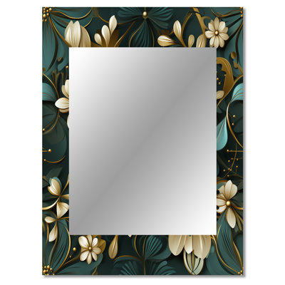 Lange Gold Victorian Ornate Floral Elegance - Geometric  Large Wall Mirror, Geometric Unique Mirror, Printed Metal Art