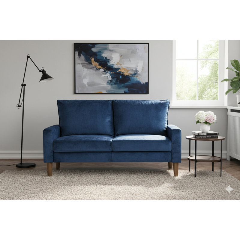 Causeuse rembourrée en velours de style moderne et minimaliste, canapé compact à 2 places à ressorts hélicoïdaux pour salon