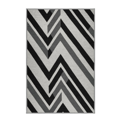  Tapis lavable rayé gris clair graphite