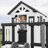 Backyard Discovery Sweetwater Heights White Cedar Wooden Elevated Kids Playhouse with Wave Slide, Play Kitchen, and Deck