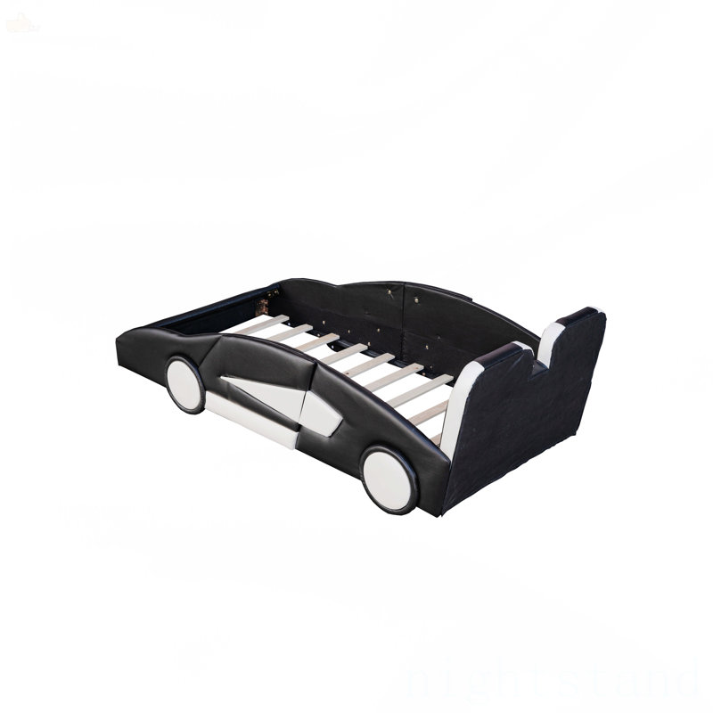Lit plateforme simple avec roulettes, Noir
