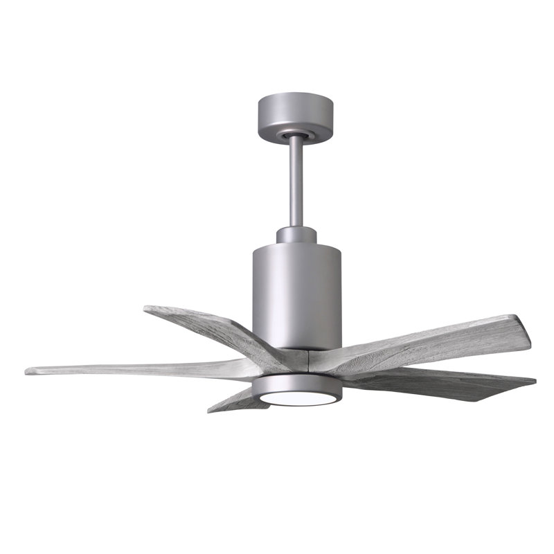 Patricia LED Downrod Ceiling Fan, Brushed Nickel, Barn Wood Tone