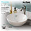 Ensemble de lavabo vasque en céramique blanche 14 po et robinet Arlo avec bonde escamotable Kraus Elavo-35678494