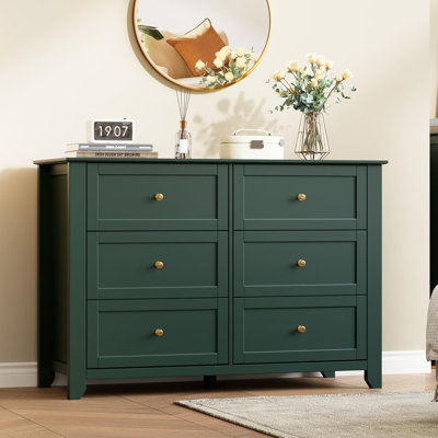 6 Drawer Dresser for Bedroom, Large Dresser with Deep Drawers & Metal Knobs for Entryway, Hallway