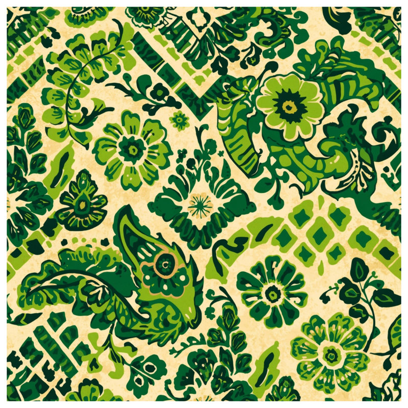 Édredon vert floral damassé, Très grand lit