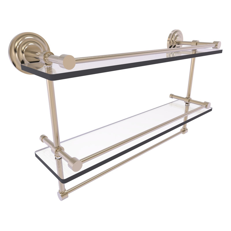 Leamore 2 Piece Tiered Shelf with Towel Bar, Antique Pewter, 12" H x 16" W x 5" D