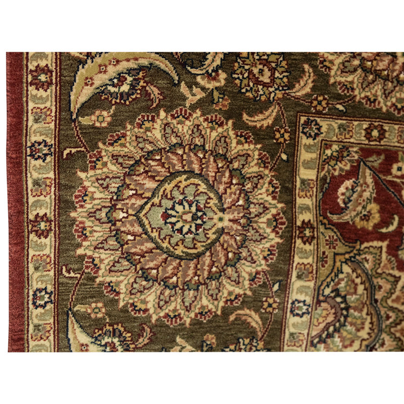 Tapis rouge / brun / beige noué à la main de haute qualité