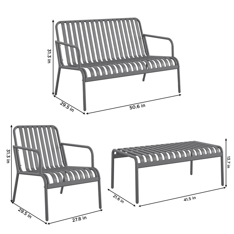 Charcoal Steel 4-Piece Outdoor Conversation Set
