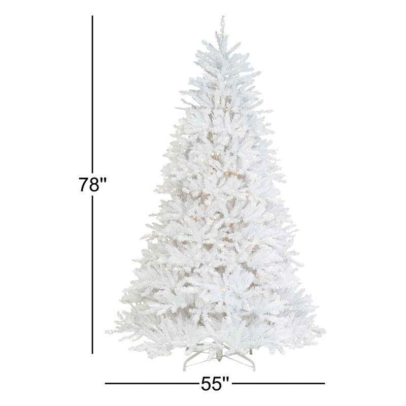 Dunhill 9' White Fir Artificial Christmas Tree with 900 Clear Lights with Stand, 6.5'