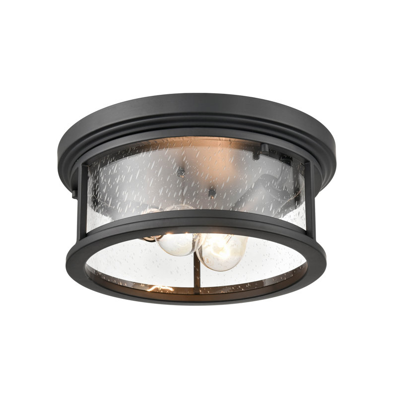 Bresley 2 - Bulb Outdoor Flush Mount, Seeded, Black