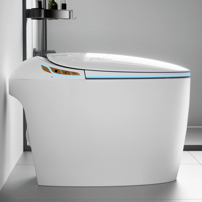 Intelligent Toilet With Bidet, Auto Open/Close System, Foot Sensor, Powerful Flushing, Led Display, Bathroom Fixture Bidet Feature, Seat, Warm Air Dryer, Essential