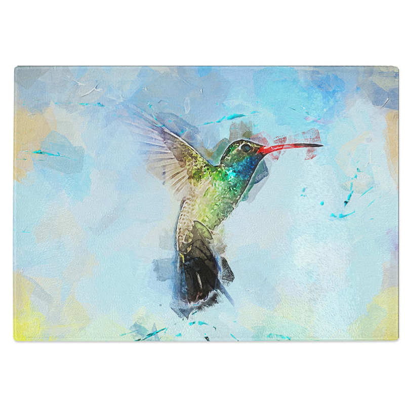 Glass Hummingbird Paint Smudge in Abstract Chopping Board, 39 cm W x 28.5 cm L