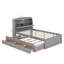 Lit plateforme double en bois avec lit gigogne, tête de lit et tiroirs-262759167