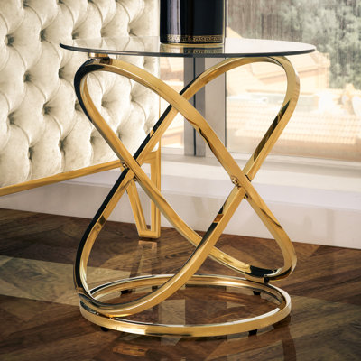 Cuayo Round Sofa Table for Living Room Furniture, 61cm Metal Bed Side Table, End Table