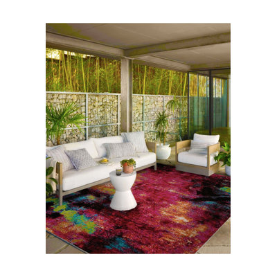Tapis lavable mauve à motif tissé pastel
