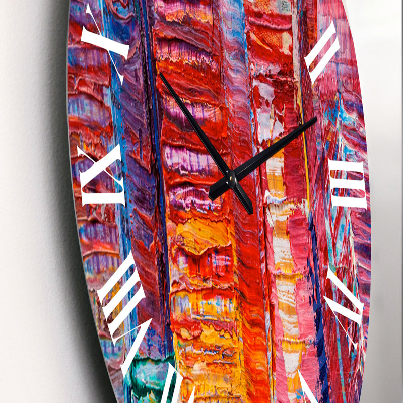 Matrice rouge avec touches de bleu - horloge murale moderne, Surdimensionné
