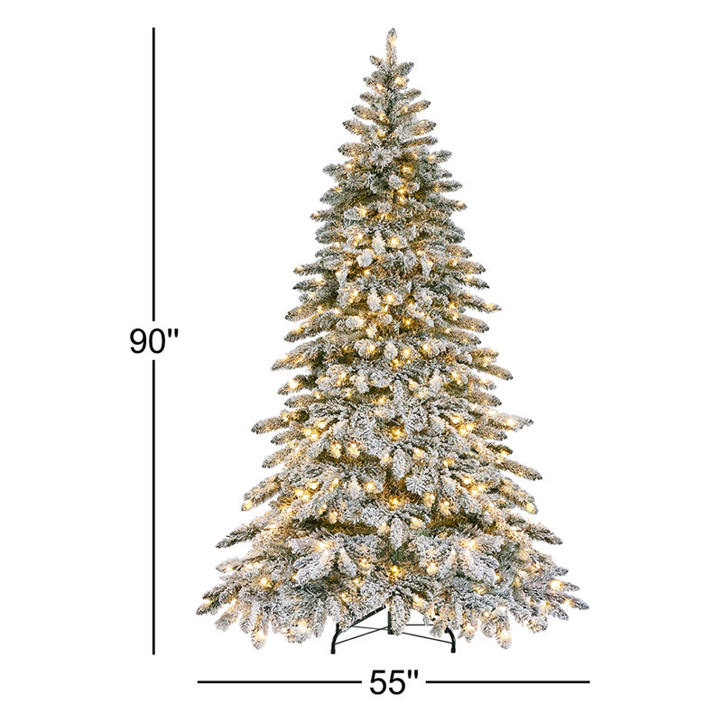 Sapin de Noël givré pré-éclairé, H 7,5 pi