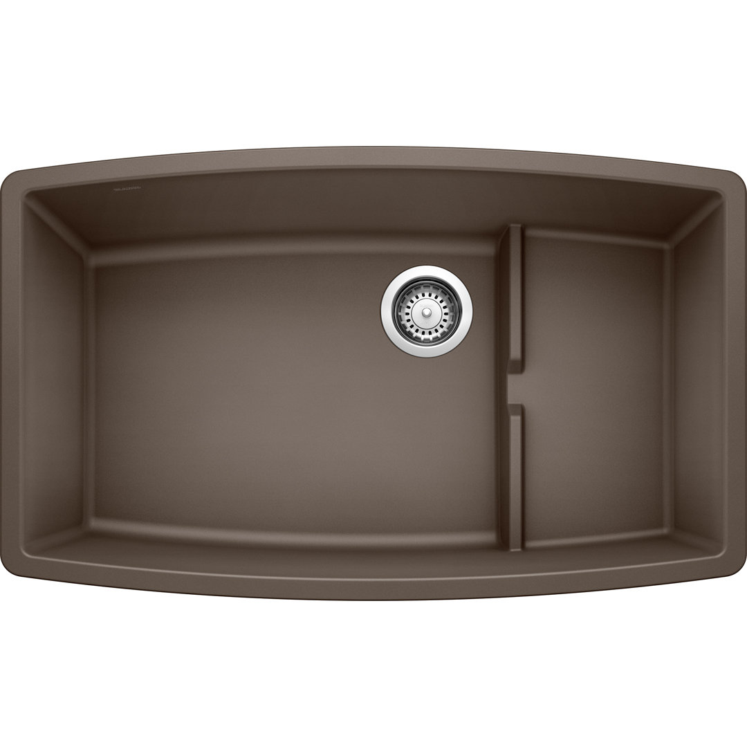 Performa Cascade SILGRANIT 32" Single Bowl Undermount Kitchen Sink with Colander Blanco 