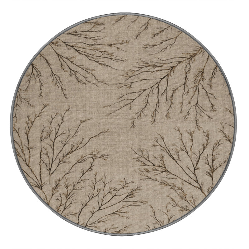Tapis gris lavable à la machine, Rond 4 pi