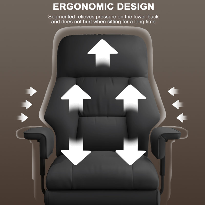 Fauteuil de direction en cuir à haut dossier avec support lombaire et roulettes XUEGW, noir, Noir