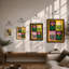 Four Stylized Daisies Mid-Century - Framed Print-631514520-631514522