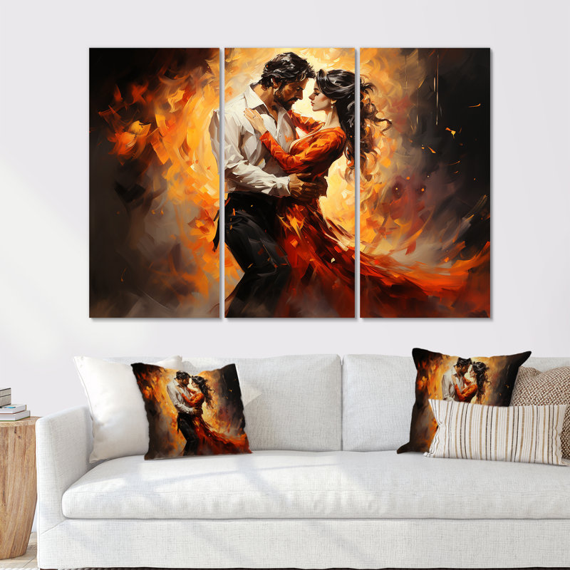 «Red Salsa Fiesta Passion - Dance», art mural, Toile tendue, H 40 po x l 60 po