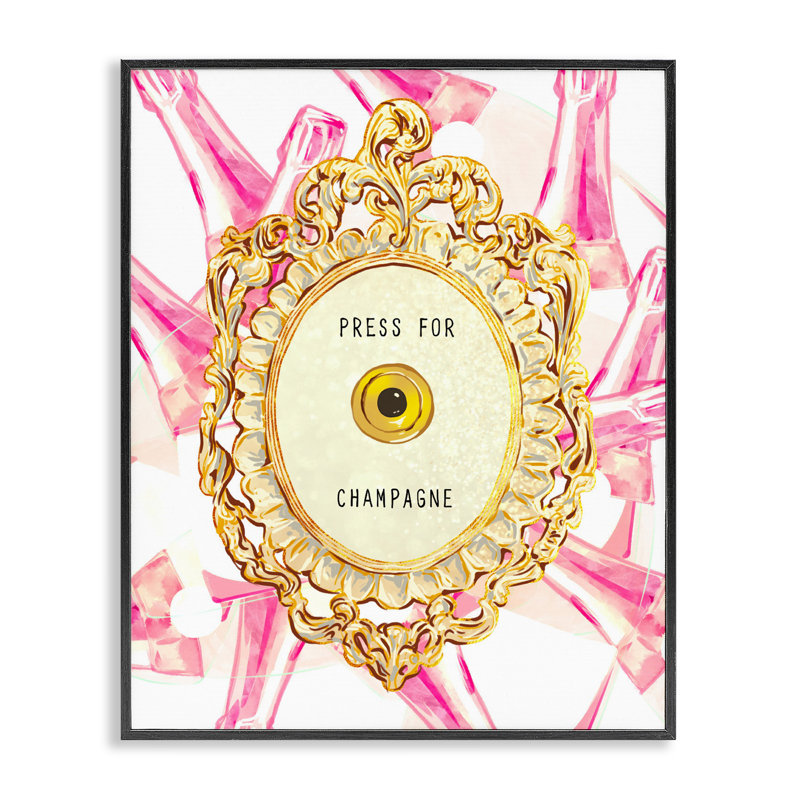Sonnette champagne avec giclée encadrée, design par Ziwei Li, H 14 po x l 11 po, Giclée encadrée noir minuit