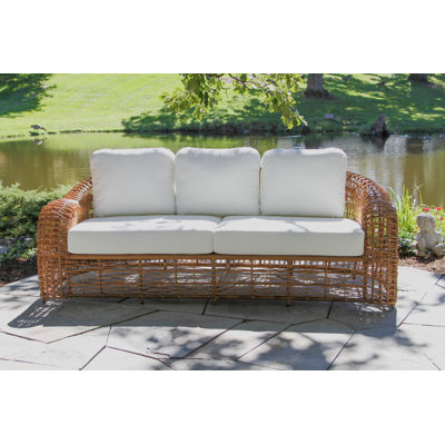 Alyshia 80.5'' High-Density Polyethylene (HDPE) Wicker Outdoor Patio Sofa with Sunbrella® Cushions