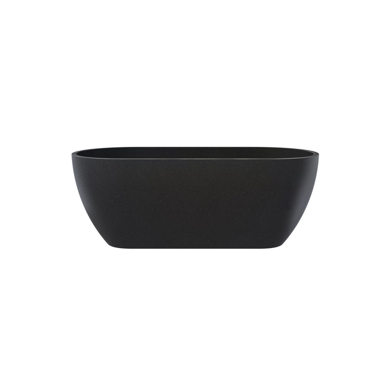 63'' Freestanding Soaking Terrazzo Bathtub, Matte Black