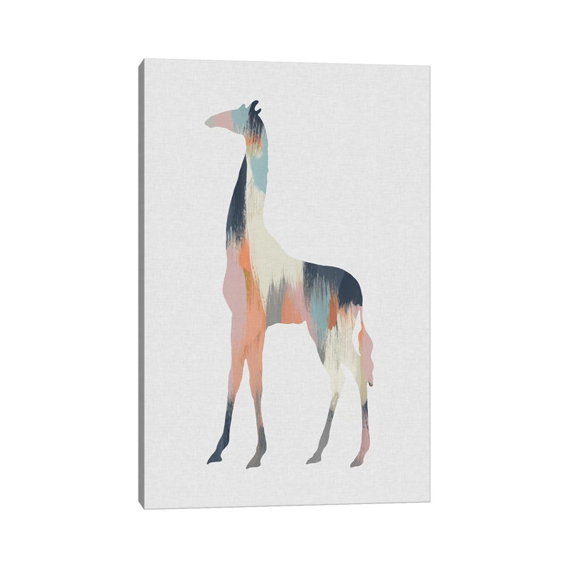 Pastel Giraffe - impression d'art graphique, Toile tendue, H 12 po x l 8 po x P 0,75 po