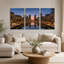 «Modern Canal City at Dusk with Palm Trees», ensemble de 3 impressions sur toile-131253239