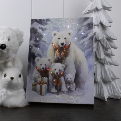 Woodland Bear Family 8x6 Lighted Tabletop Canvas