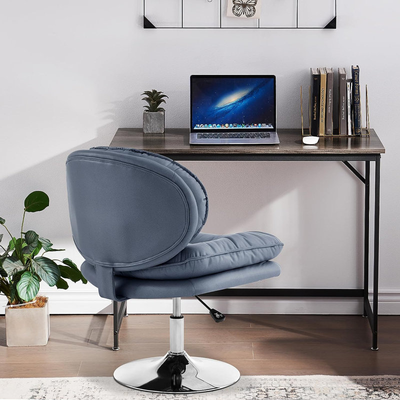 Fauteuil d'appoint pivotant à hauteur réglable, rembourré, Mélange de polyester gris