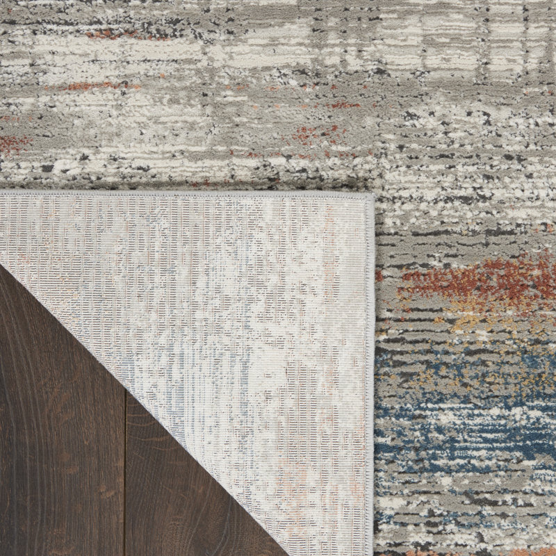 Abstract Gray Area Rug, Runner 2'2" x 7'6"