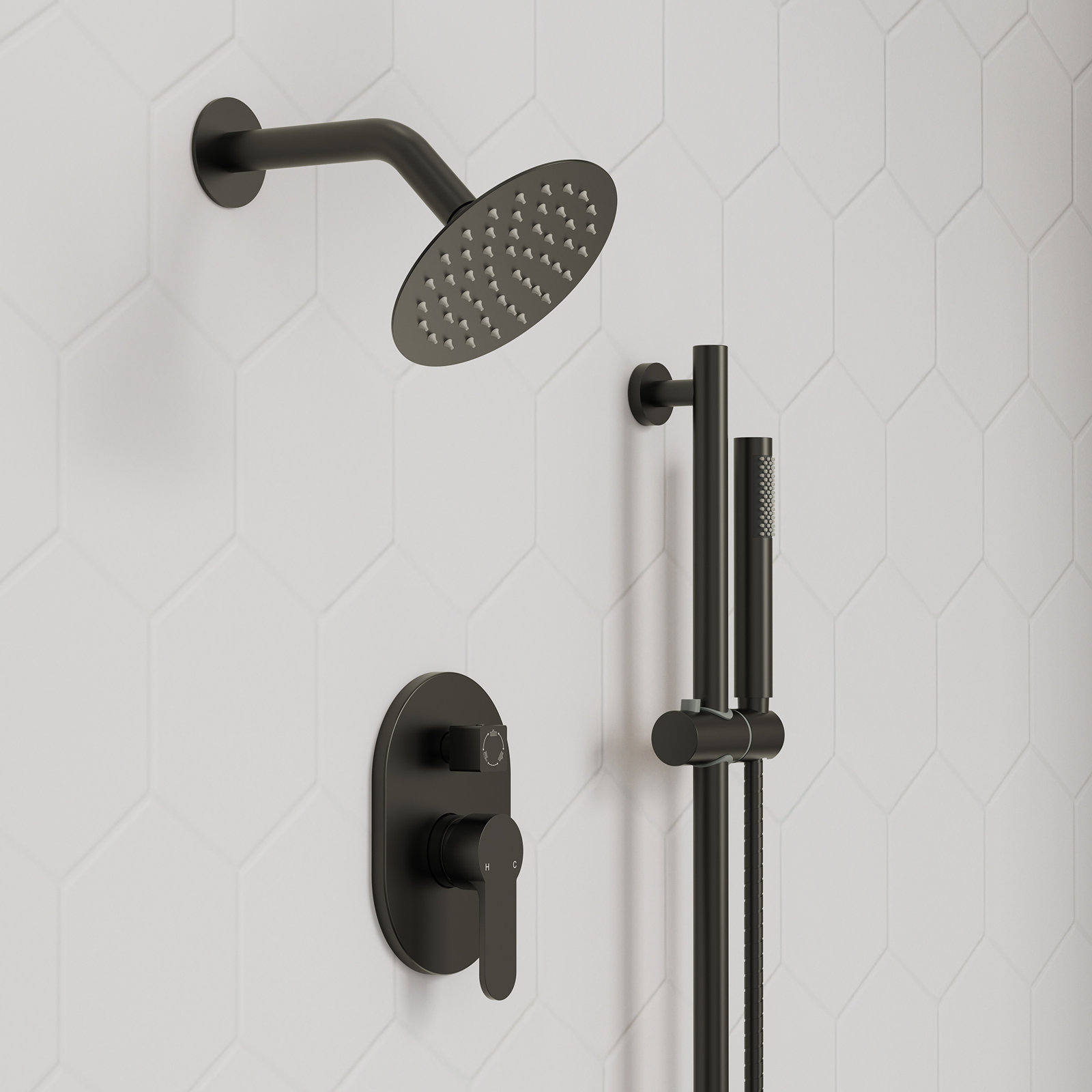 10" Dual Showerhead System with Handheld, Matte Black