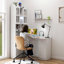 Bureau en L 55 po + rehausse - 4 armoires, tiroir, tablettes ouvertes, 77 po de hauteur, conception d'angle 2-en-1, 132 lb, centre de commande de bureau à domicile-8422216-8422220