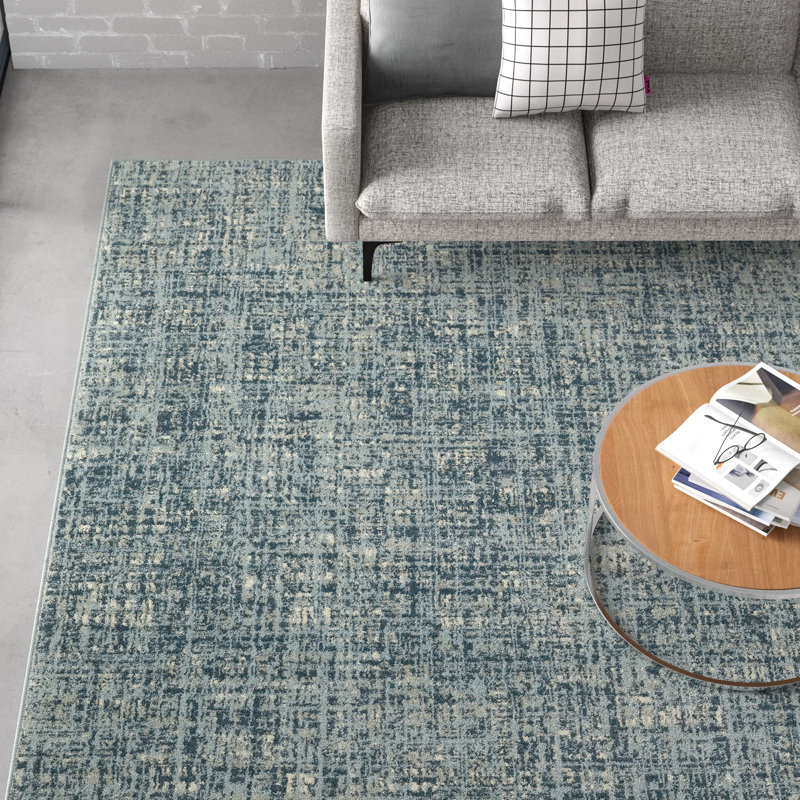 Matsumura Striped Blue/Gray Area Rug, Rectangle 9'10" x 12'10"