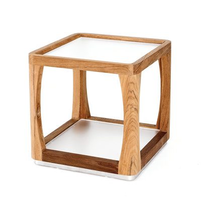 Limited 400 Square Glass Outdoor Side Table