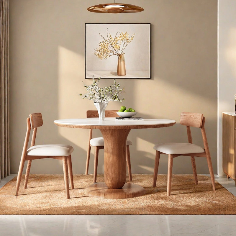 Table ronde nordique rétro, H 29,53 po x L 51,18 po x l 51,18 po