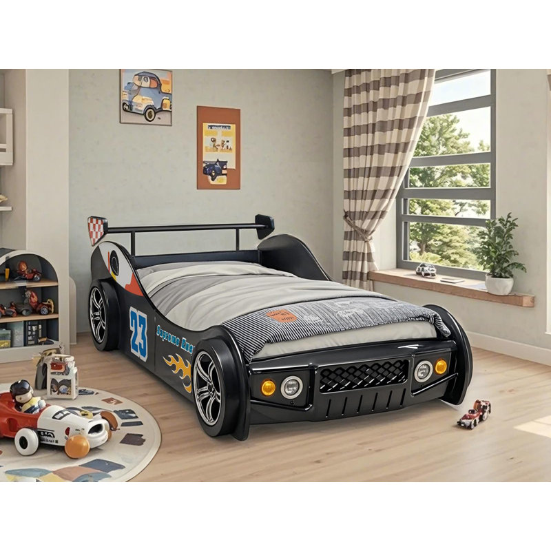 Zoomie Kids Twin Car Bed for Kids, Black