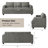 89 Inch Sofa Couch, Fabric 3 Seater Sofa for Living Room Apartment Office-847705094