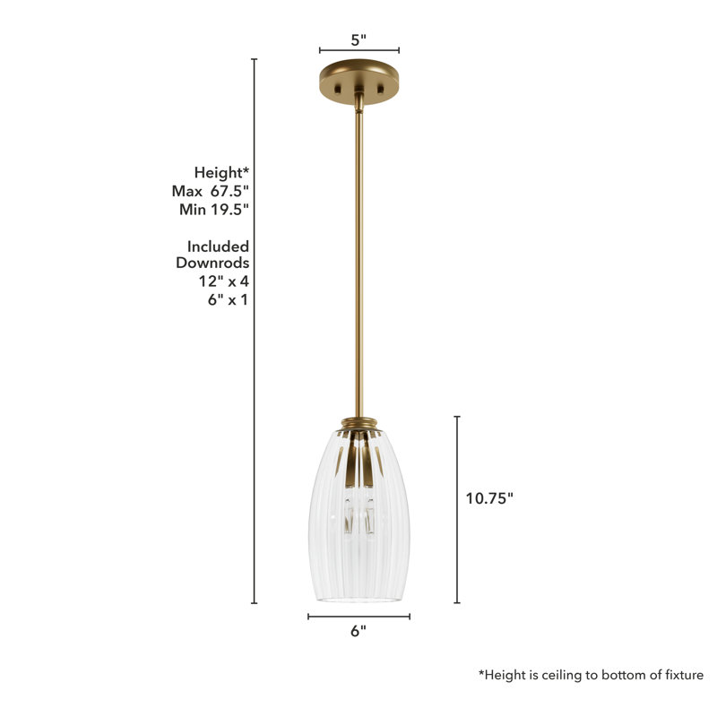 Jasmine Roth 1 - Light Luxe Gold Bell Pendant, 10.75" H x 6" W x 6" D