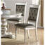 Ensemble de 2 chaises d'appoint luxueuses rembourrées argentées capitonnées Luxury